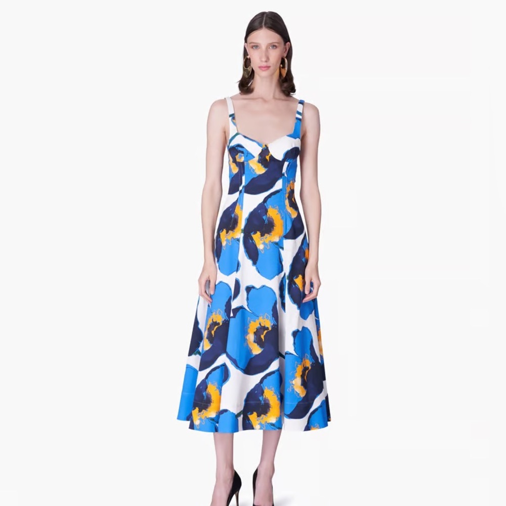 Carolina Herrera poppy print scoop neck dress